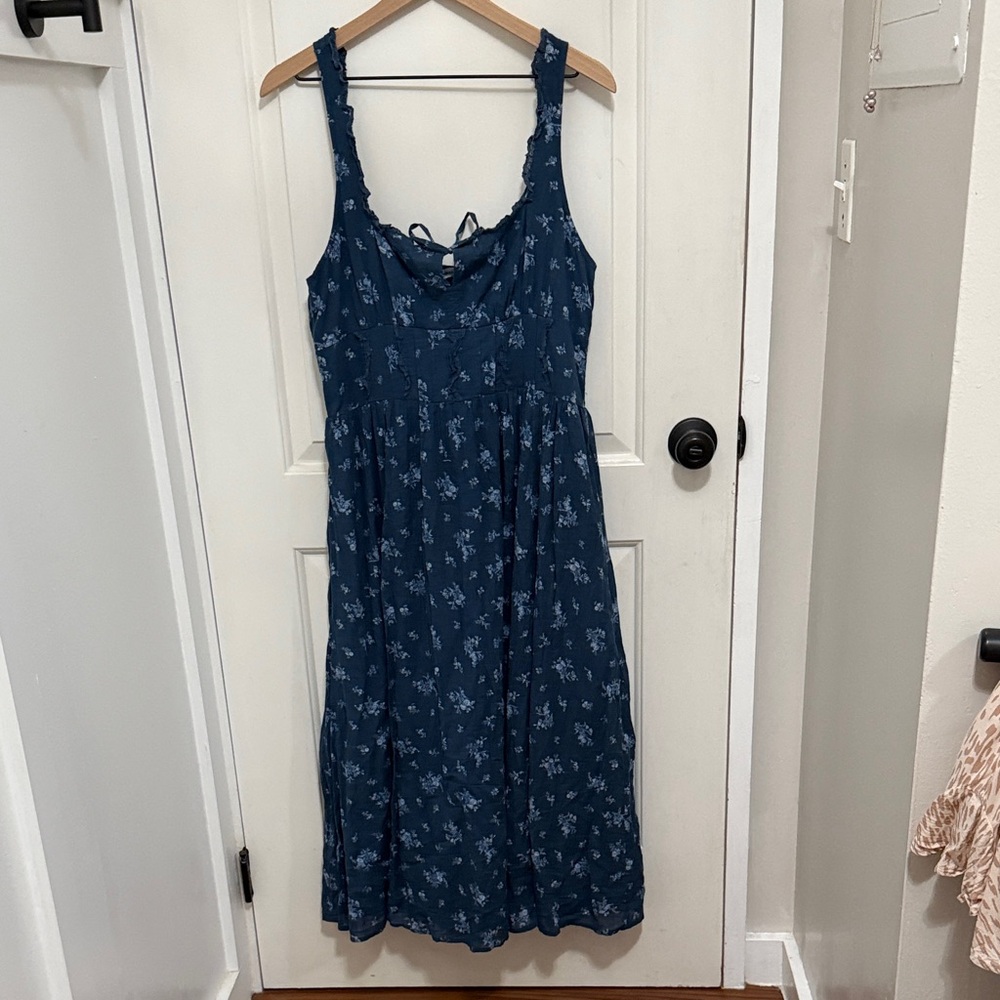 American Eagle Outfitters Teal Floral Midi Dress